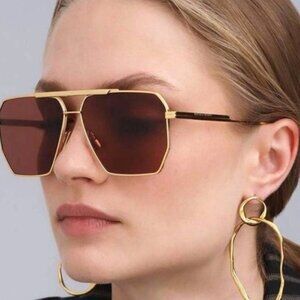 Bottega Veneta - Minimalist Sunglasses - Gold/Gold Brown - BV1012S